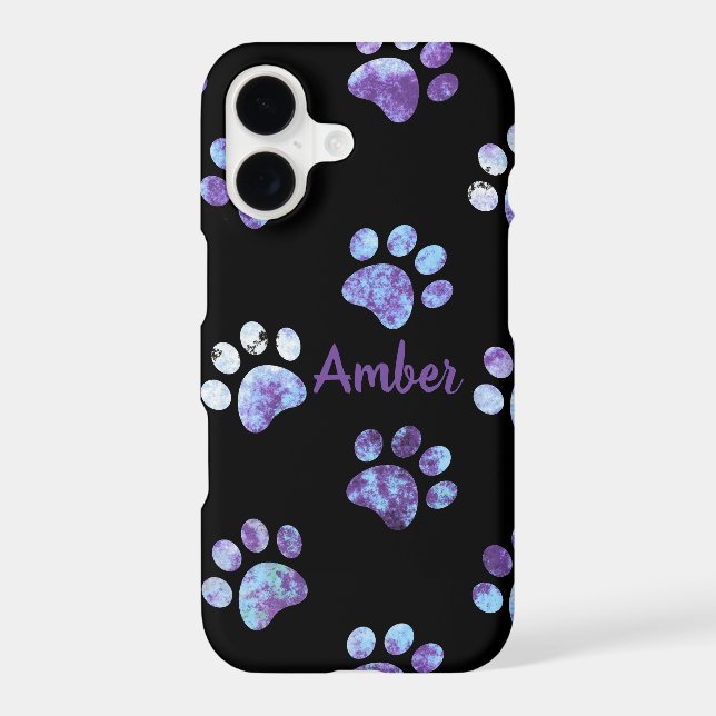 Purple Textured Paw Print Pattern Personalised (Back)