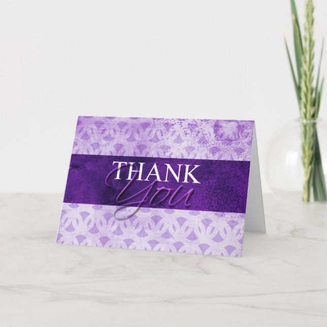 Purple Thank You Cards Artistic Blank Inside  (Front)