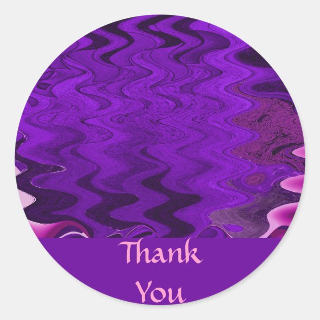 Purple Thank You Classic Round Sticker (Front)