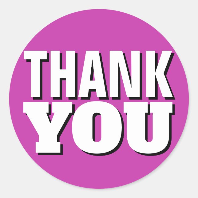 Purple Thank You Classic Round Sticker (Front)
