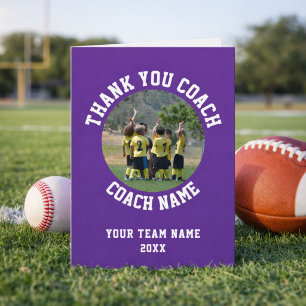 Purple Thank you Coach Card Team Name Photo