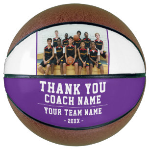 Purple Thank you Coach Team Name Photo Basketball