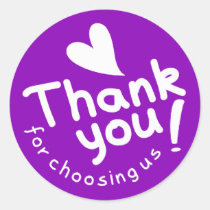 Purple Thank You For Choosing Us Classic Round Sticker
