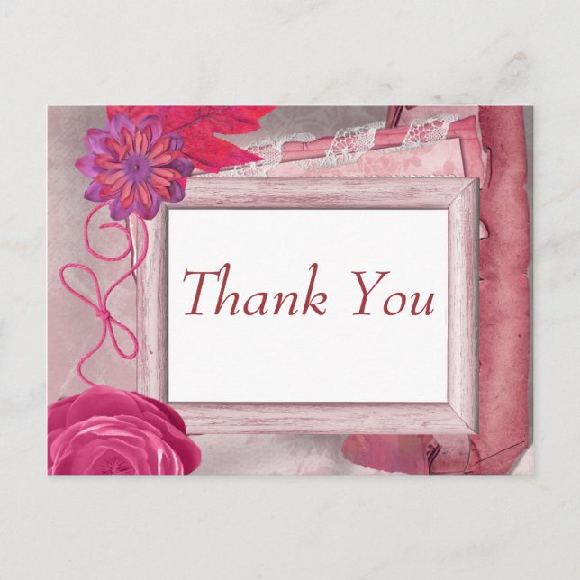 Purple Thank You Rustic Postcard (Front)