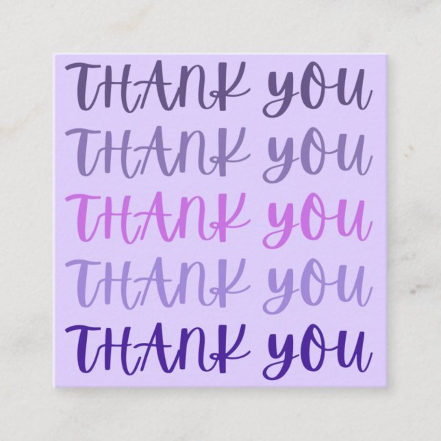 Purple Thank You Thank You Thank You Cards (Front)