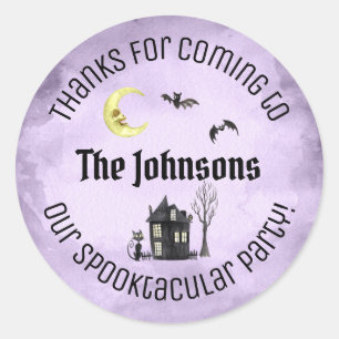 Purple Thanks Coming Spooktacular Halloween Favor Classic Round Sticker