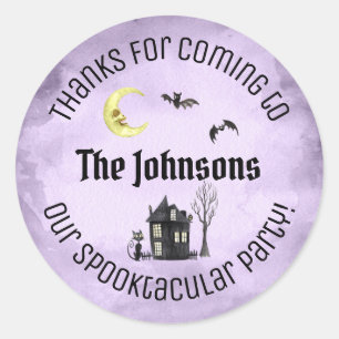 Purple Thanks Coming Spooktacular Halloween Favour Classic Round Sticker
