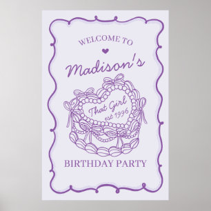 Purple That Girl Coquette Cake Birthday Welcome Poster