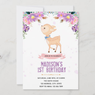 Purple theme bambi invitation