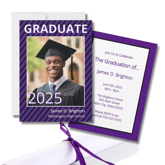 Purple Themed Photo Graduation Invitation (Creator Uploaded)