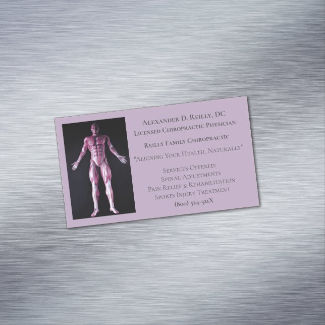 Purple Therapy Chiropractic Doctor Medical  Magnetic Business Card (In Situ)