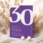 Purple Thirty 30th Birthday Party Invitation<br><div class="desc">Introducing a trendy purple and white 30th birthday party invitation that seamlessly blends the old-world charm of the bold serif font number '30' with a modern,  user-friendly personalizable template. This invitation isn't just a card,  it's a meaningful keepsake to cherish the milestone of turning 30.</div>