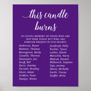 Purple This Candle Burns Class Reunion Memorial Poster
