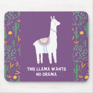 Purple This Llama Wants No Drama Mouse Mat