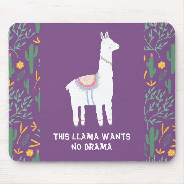 Purple This Llama Wants No Drama Mouse Mat (Front)