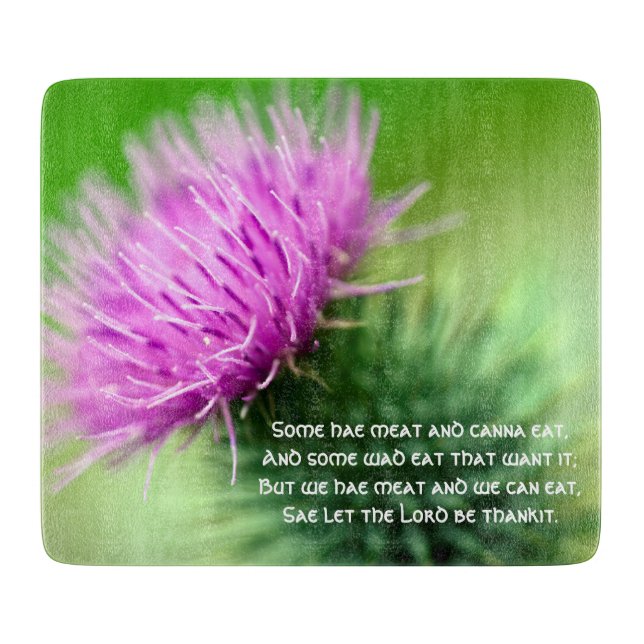 Purple Thistle and Selkirk Grace Cutting Board (Front)