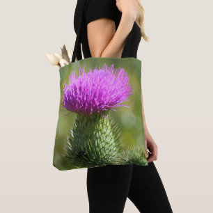 Purple Thistle Autumn Flower Tote Bag