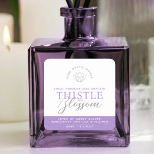 Purple thistle blossom reed diffuser product square sticker