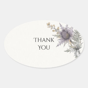 Purple Thistle Botanical Thank You Sticker