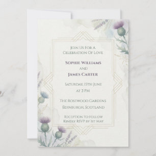 Purple Thistle Botanical Wedding Invitation