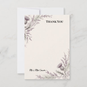 Purple Thistle Botanical Wedding Thank You Card