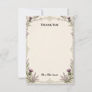Purple Thistle Celtic Knot Border Thank You Card