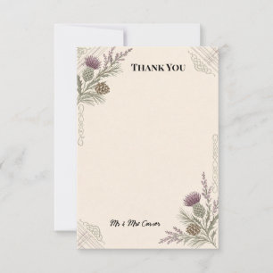 Purple Thistle Celtic Knot Corner Thank You Card