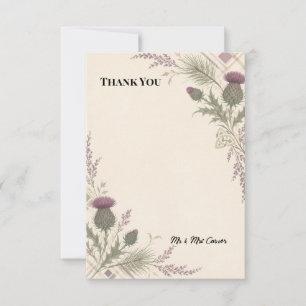 Purple Thistle Celtic Tartan Wedding Thank You Car Card