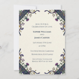 Purple Thistle Celtic Wedding Invitation