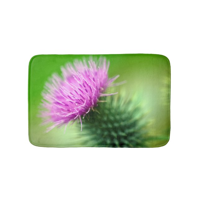 Purple thistle flower Bath mat (Front)