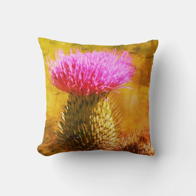 Purple Thistle Flower Close Up Abstract  Cushion (Front)