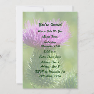 Purple Thistle Flower Party Invitation