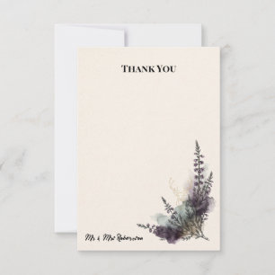 Purple Thistle Heather Wedding Thank You Card