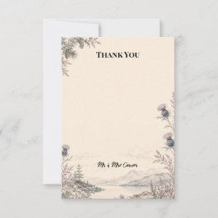 Purple Thistle Highland Watercolour Thank You Card