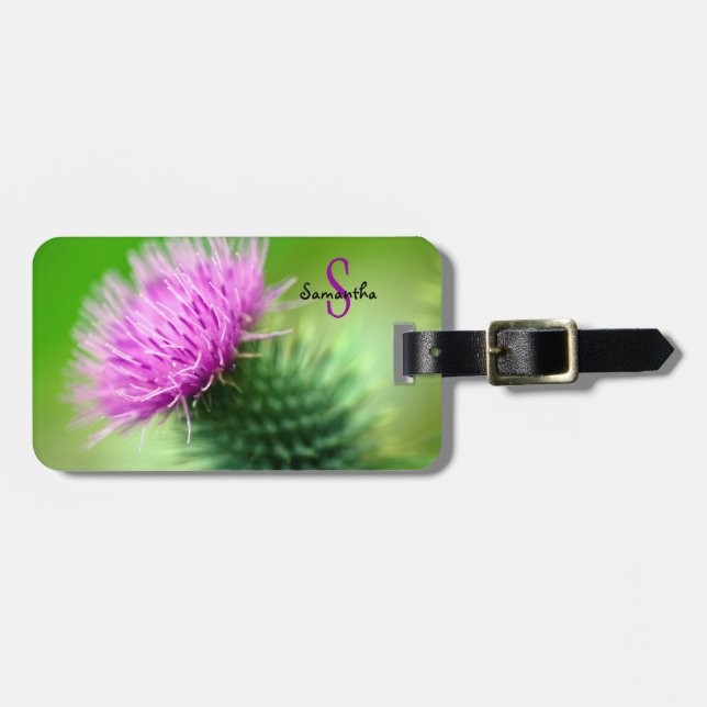 Purple Thistle Luggage tag (Front Horizontal)