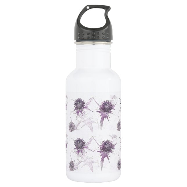 Purple thistle nature design 532 ml water bottle (Front)
