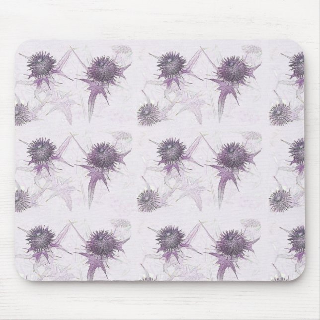 Purple thistle nature design mouse mat (Front)