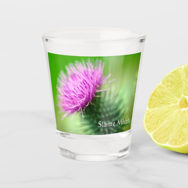 Purple thistle Shot glass (Front)