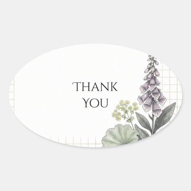 Purple Thistle Tartan Wedding Sticker (Front)