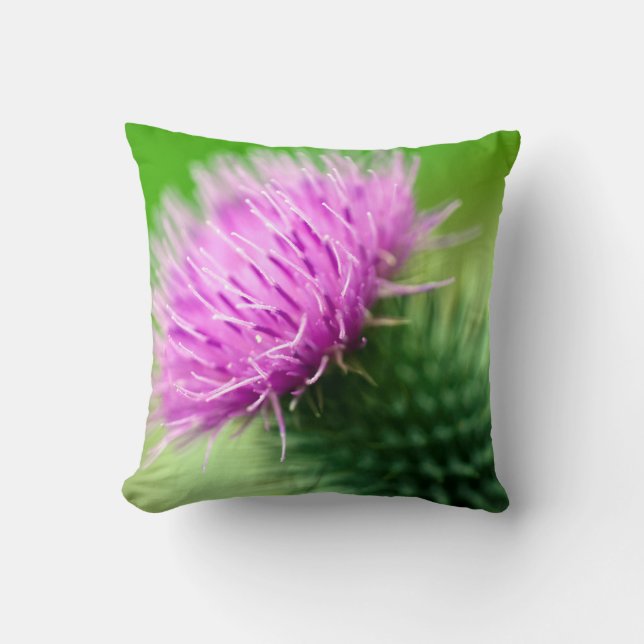 Purple Thistle Throw Pillow (Front)