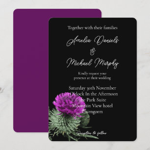 Purple Thistle Wedding Invitation