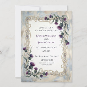 Purple Thistle Wedding Invitation