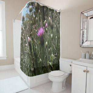 Purple Thistle Wildflower Realistic Art Shower Curtain