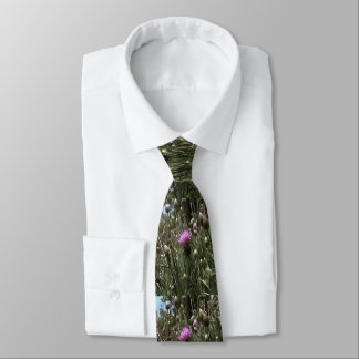 Purple Thistle Wildflower Realistic Art Tie