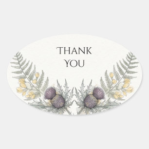 Purple Thistle Wildflower Thank You Sticker