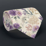 Purple Thistle & Wildflower Wedding Tie<br><div class="desc">An elegant wildflower pattern with lavender thistle and airy sprigs—perfect for woodland weddings or nature-inspired events.

Easy to personalise using the personalise this template button.</div>