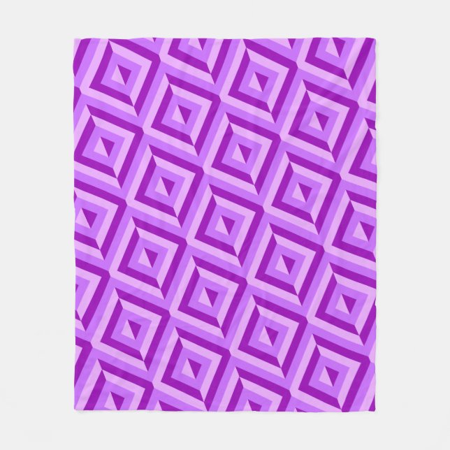 Purple Three-Tone Diamond Pattern Fleece Blanket (Front)