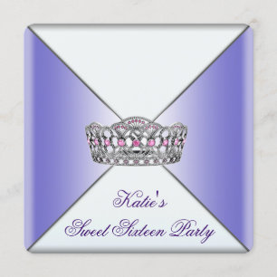 Purple Tiara Sweet 16 Party Invitation