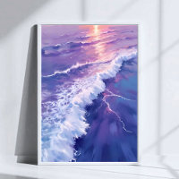 Purple Tide | Ocean Waves Watercolor Painting