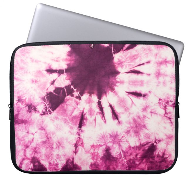 Purple tie dye batik fabric for background and tex laptop sleeve (Front)